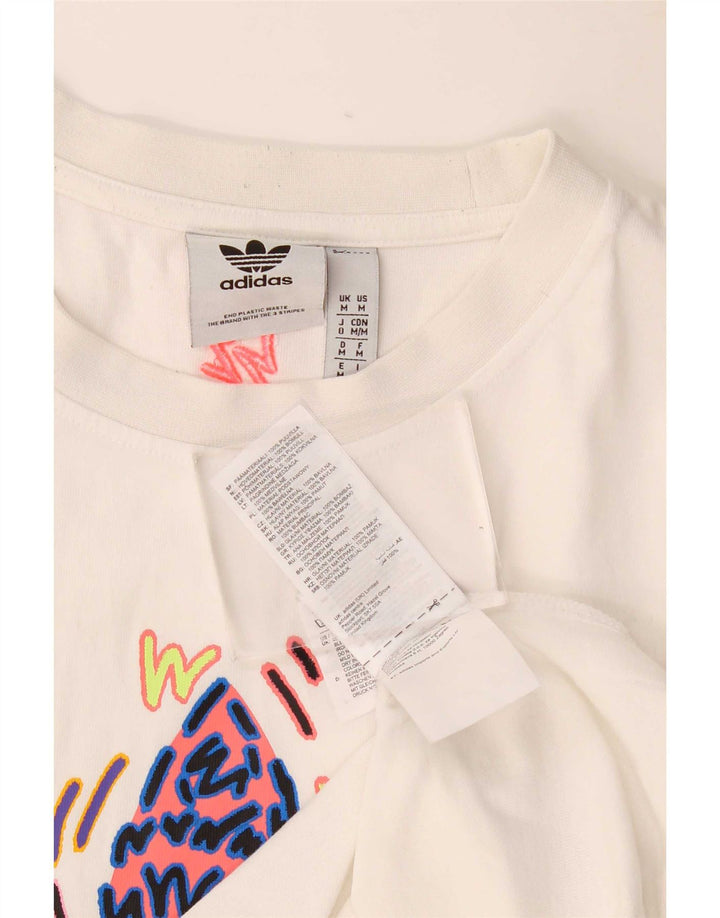 Adidas Herren Grafik-T-Shirt-Oberteil aus mittelweißer Baumwolle
