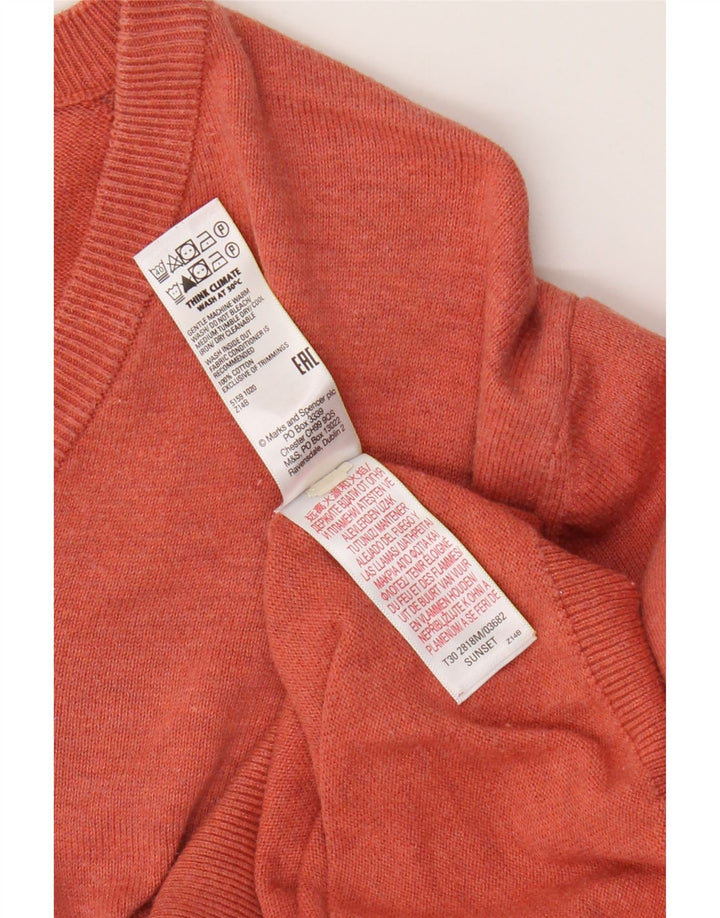 Marks & Spencer Herren-Pullover mit V-Ausschnitt, groß, Baumwolle, Orange