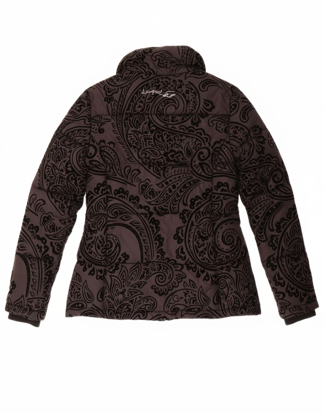 DESIGUAL Womens Padded Jacket EU 36 Small Black Paisley Polyester