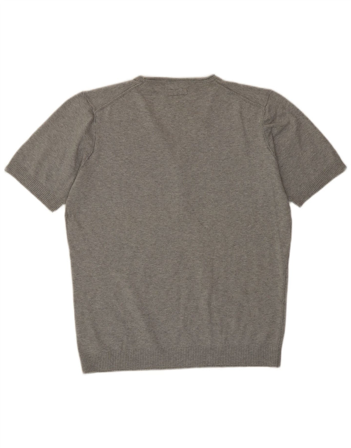 Zara Herren Kurzarmpullover mit V-Ausschnitt XL Grau