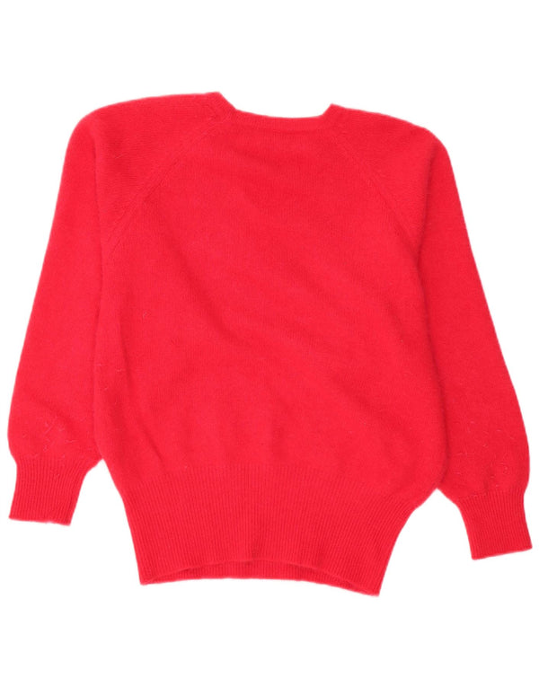 Vintage Damen Pullover mit Rundhalsausschnitt EU 38 Medium Red Angora