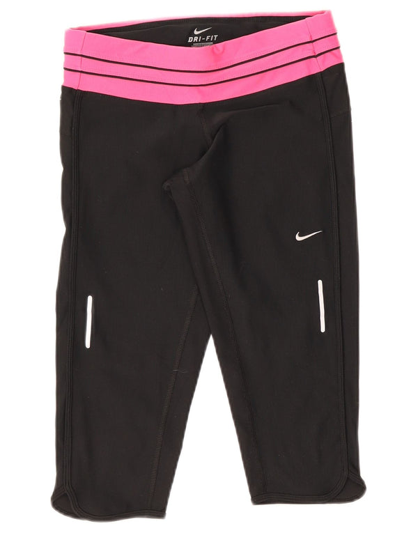 Nike Damen Dri Fit Capri Leggings UK 8 Small Schwarz Colourblock