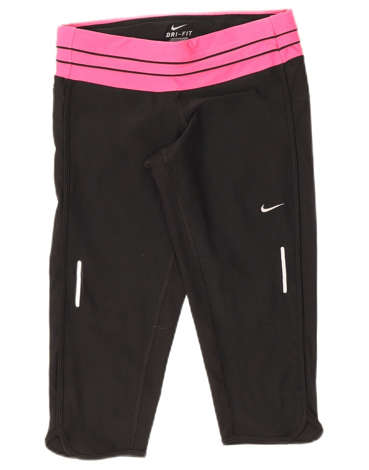 Nike Damen Dri Fit Capri Leggings UK 8 Small Schwarz Colourblock