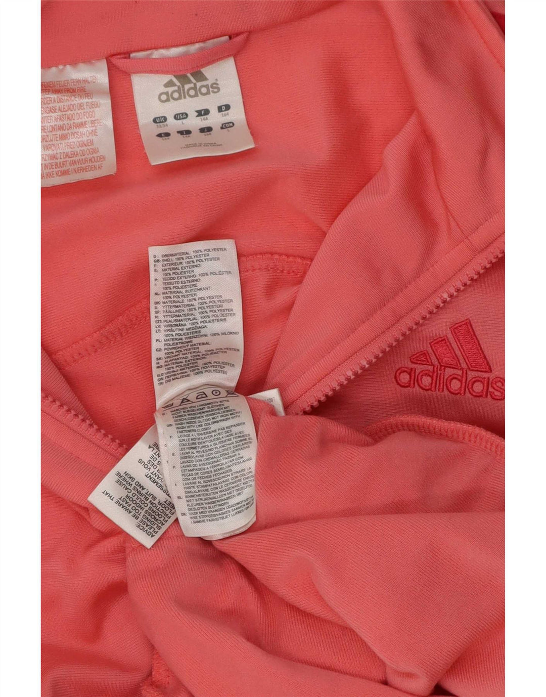 Adidas Mädchen Trainingsanzug Top Jacke 13-14 Jahre Rosa Polyester