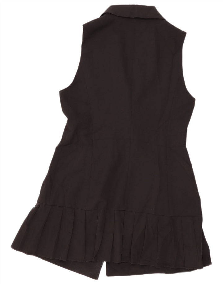 Zara Damen ärmelloser zweireihiger Mantel UK 12 Medium Schwarz
