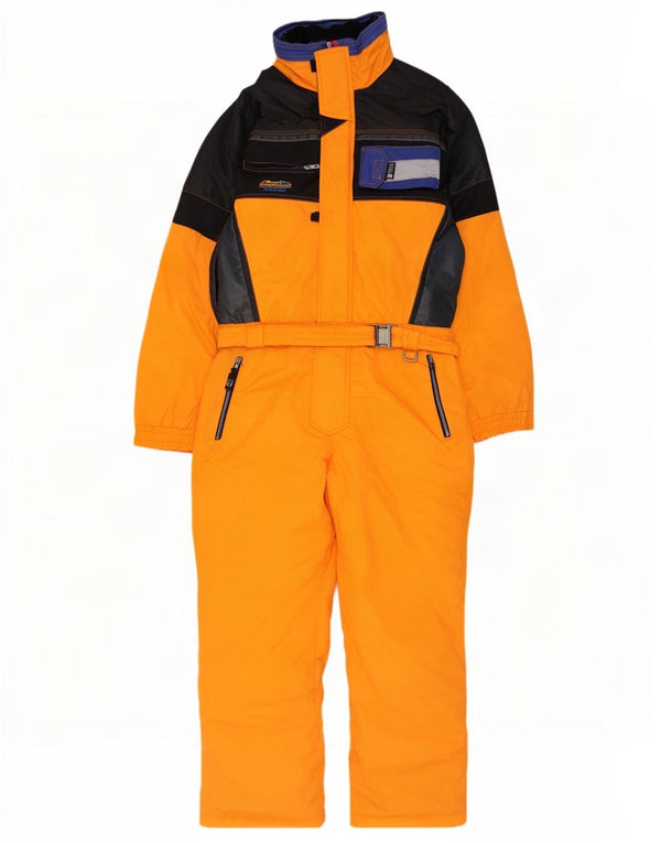 Brugi Herren-Skioverall mit Kapuze, UK 42, groß, orangefarbenes Colourblock-Polyamid