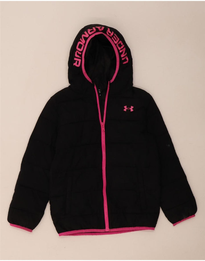 Under Armour Girls Graphic Hooded Wattierte Jacke 10–11 Jahre, schwarzes Polyester