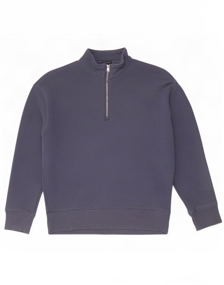 Hollister Herren-Sweatshirt mit Reißverschluss am Hals, klein, aus blauer Baumwolle