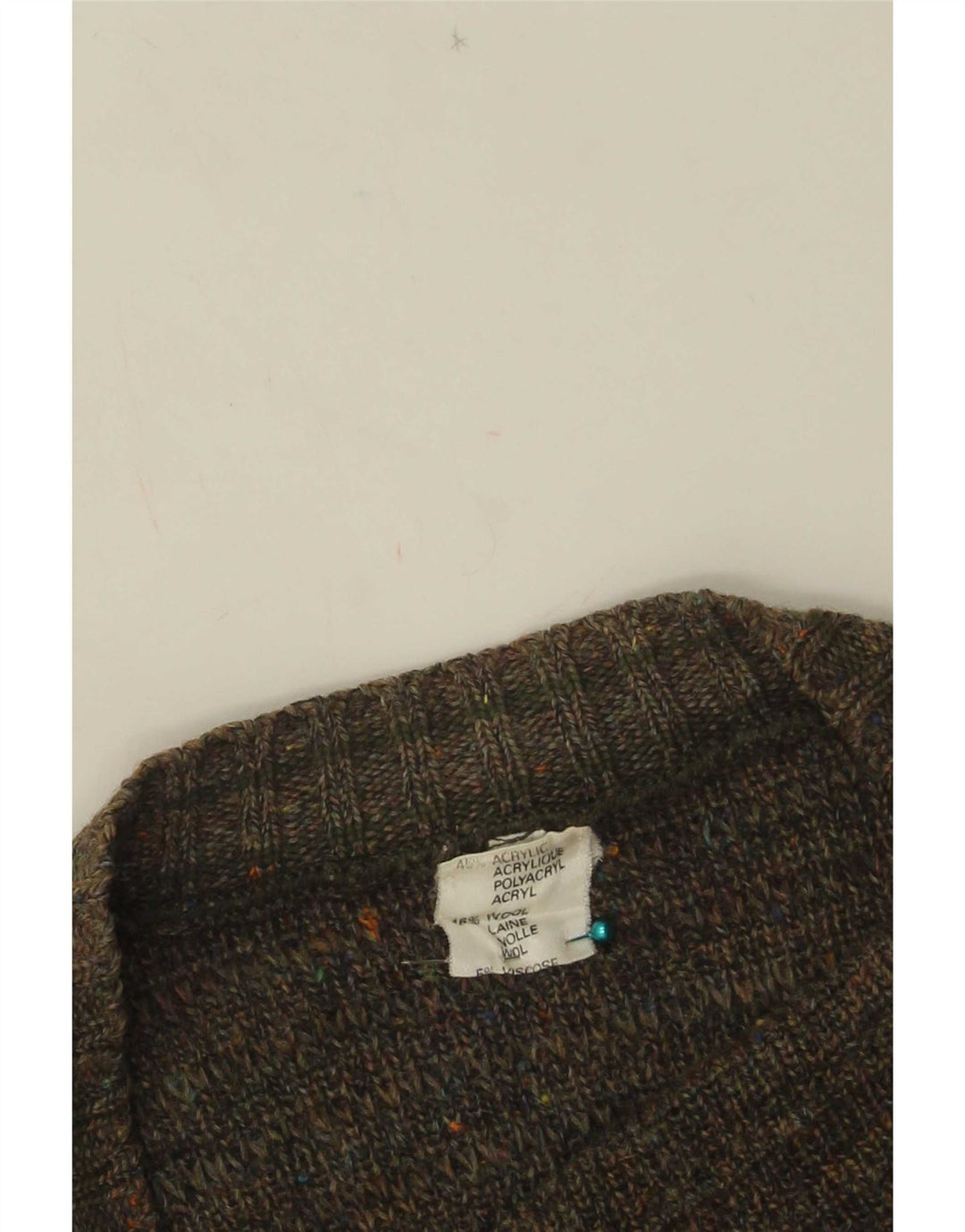 Vintage Herren Cardigan Pullover IT 50 Medium Khaki Flecked Acryl