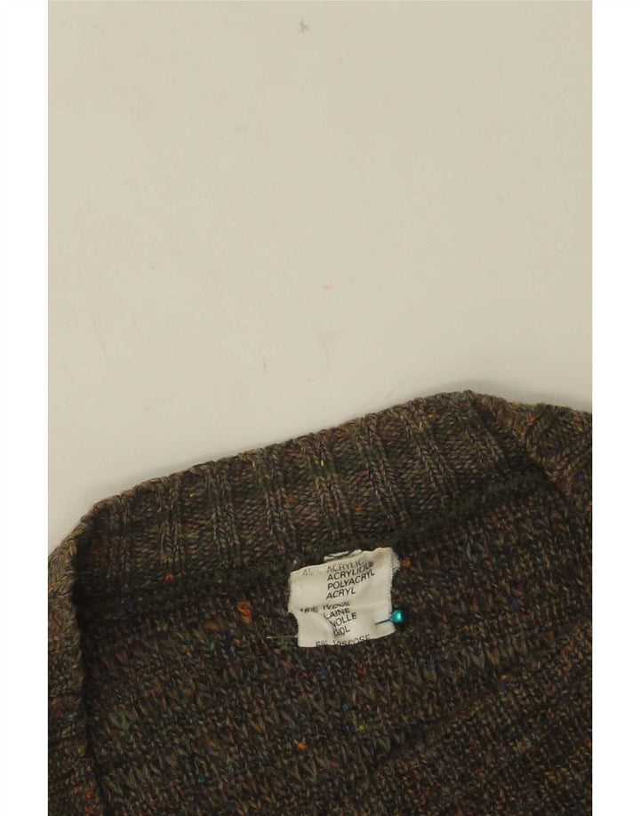 Vintage Herren Cardigan Pullover IT 50 Medium Khaki Flecked Acryl