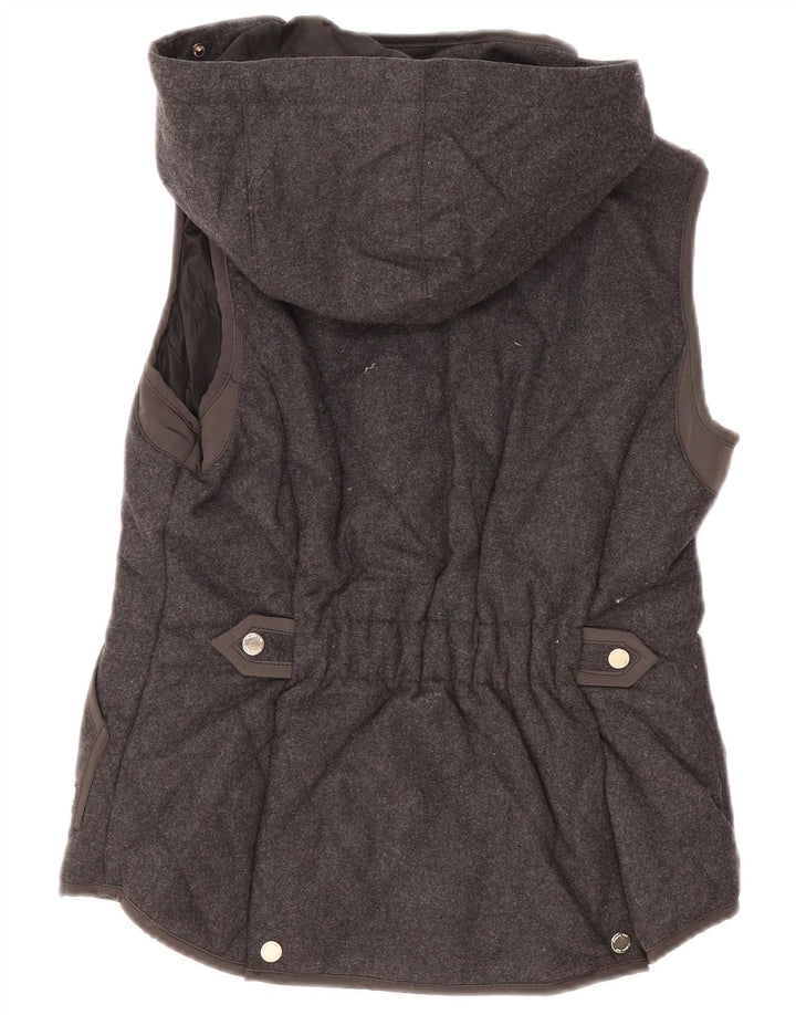 Massimo Dutti Damen-Steppweste mit Kapuze, UK 12, Mittelgrau, Polyester