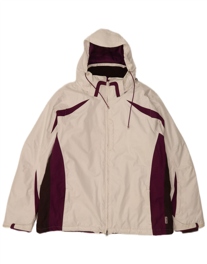 Alpine Herren-Skijacke mit Kapuze, IT 50, groß, weißes Farbblock-Polyester
