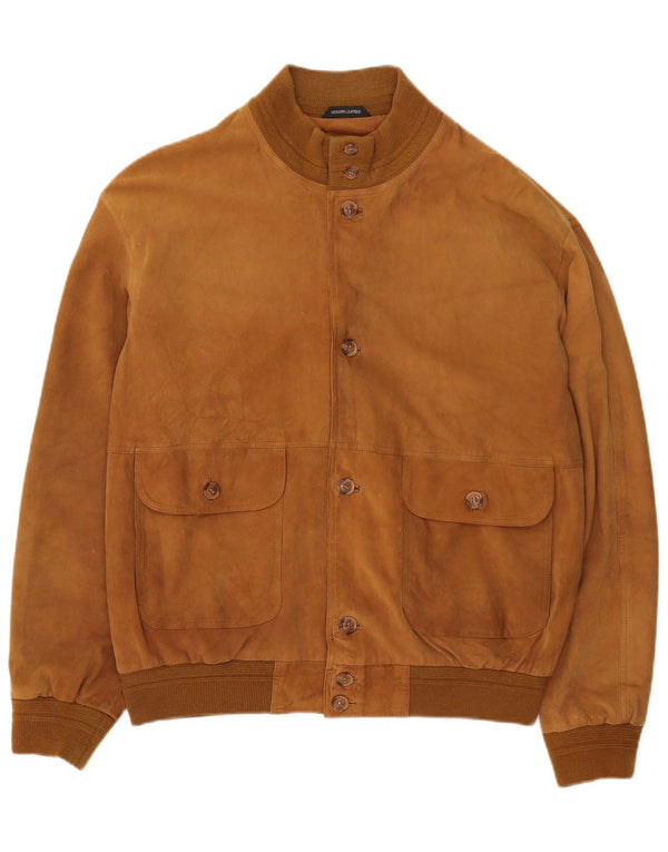 Vintage Herren Wildleder Bomberjacke IT 56 3XL Braunes Leder