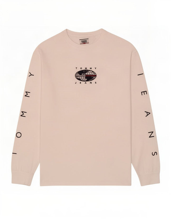Tommy Hilfiger Herren-Grafik-Top, langärmelig, XL, weiße Baumwolle