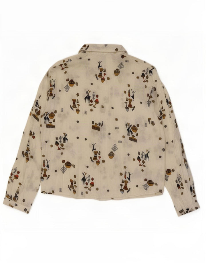 Zara Damen Trafaluc Hemdbluse mit abstraktem Muster UK 14 Mittelweiß