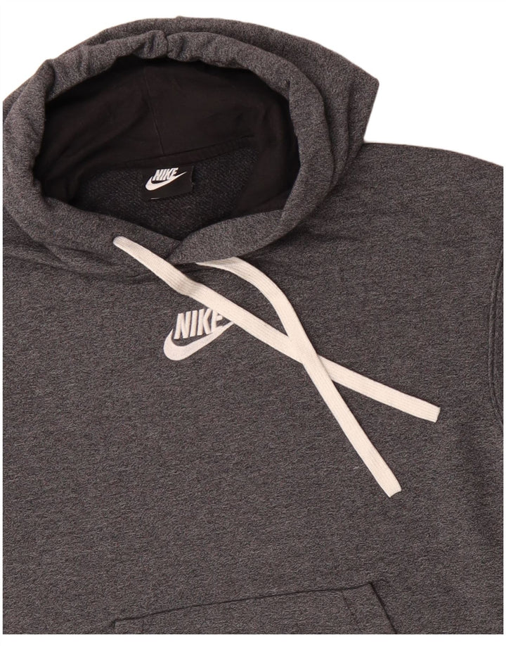 NIKE Damen Kapuzenpullover UK 12 Mittelgraue Baumwolle