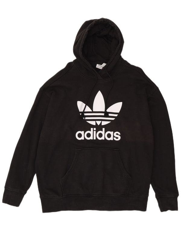 Adidas Womens Graphic Oversized Hoodie Pullover UK 24/26 2XL Schwarze Baumwolle