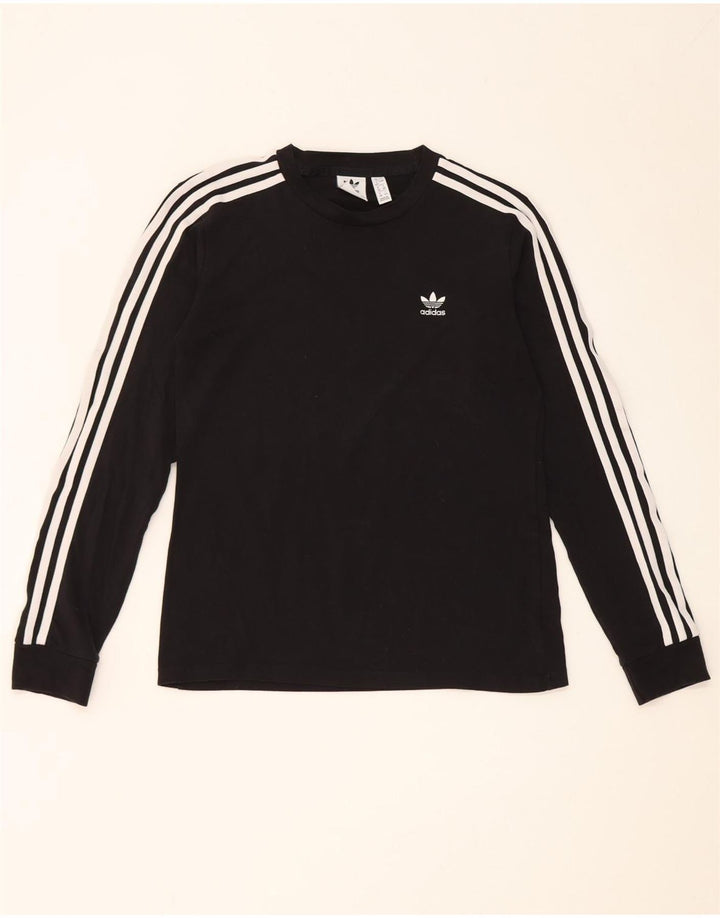 Adidas Damen Top Langarm UK 12 Medium Schwarz Baumwolle