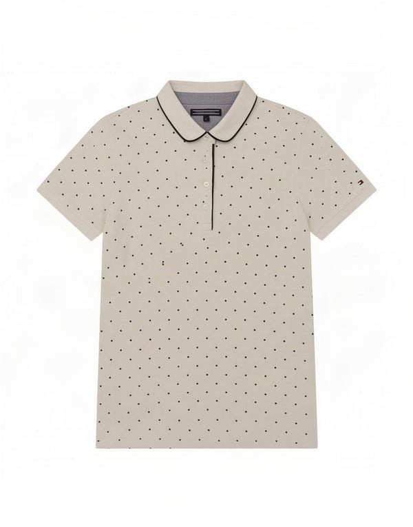 Tommy Hilfiger Damen-Poloshirt, reguläre Größe, UK 16, groß, weiß gefleckt