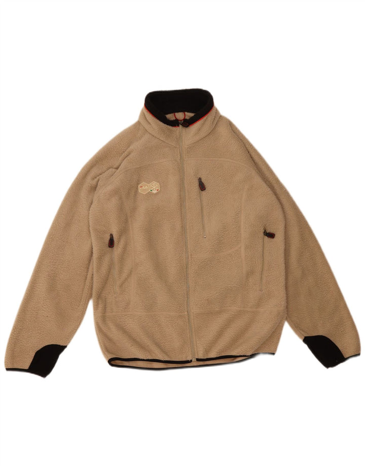 Fila Herren-Fleecepullover, groß, beige, Farbblock-Polyester