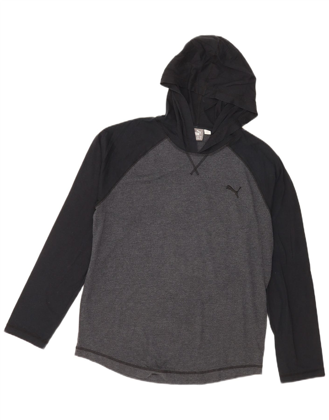 Puma Herren-Kapuzenoberteil mit langen Ärmeln, Mittelgrau, Colourblock-Baumwolle