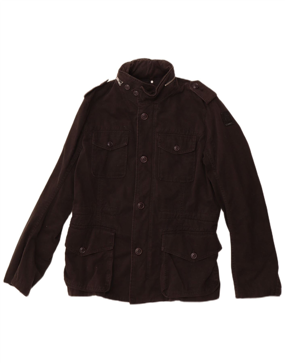 Diesel Herren Militärjacke UK 40 Große schwarze Baumwolle