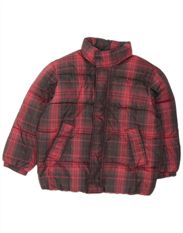 Wattierte Jacke mit Kapuze von Zara für Jungen, 11–12 Jahre, rot kariertes Polyester