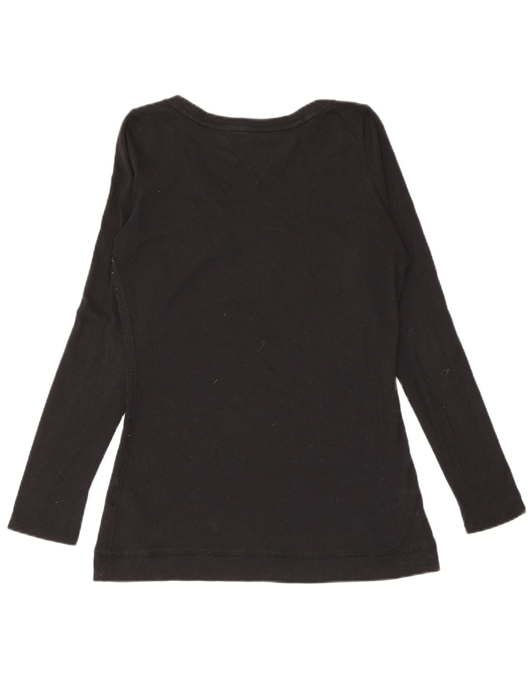 Tommy Hilfiger Damen Top Langarm UK 12 Medium Schwarz Baumwolle