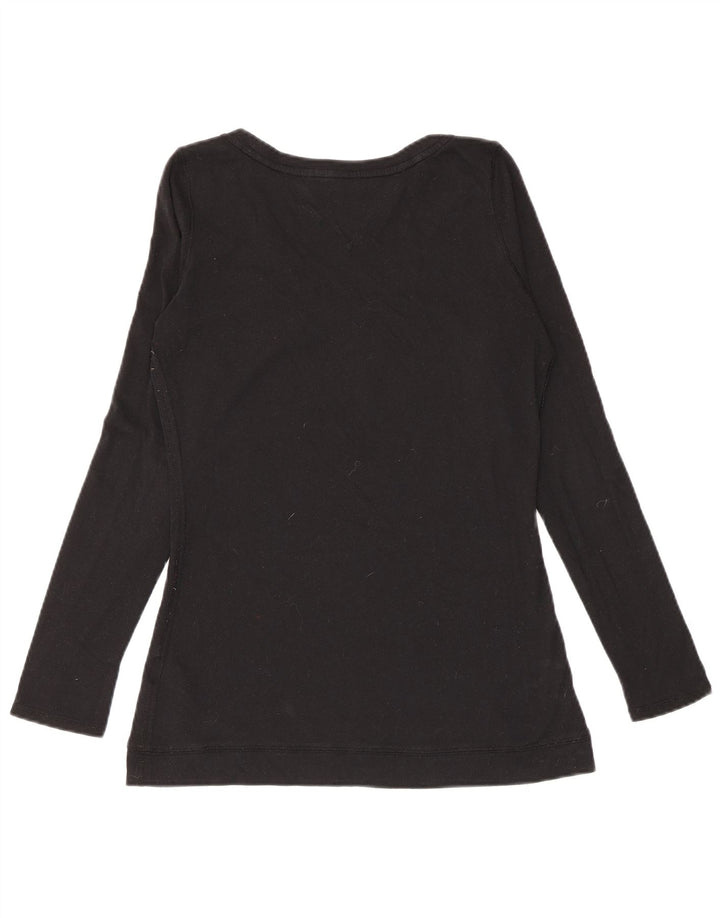 Tommy Hilfiger Damen Top Langarm UK 12 Medium Schwarz Baumwolle