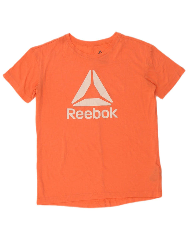Reebok Damen Speedwick Übergroßes grafisches T-Shirt-Oberteil UK 8/10 Small Orange