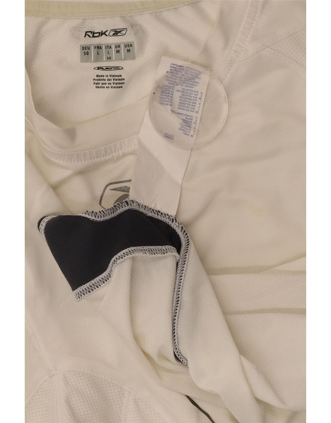 REEBOK Herren-T-Shirt-Oberteil aus mittelweißem Colourblock-Polyester