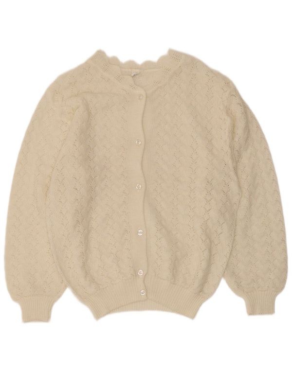 Vintage Damen Cardigan Pullover UK 16 Groß Off White Polyacryl