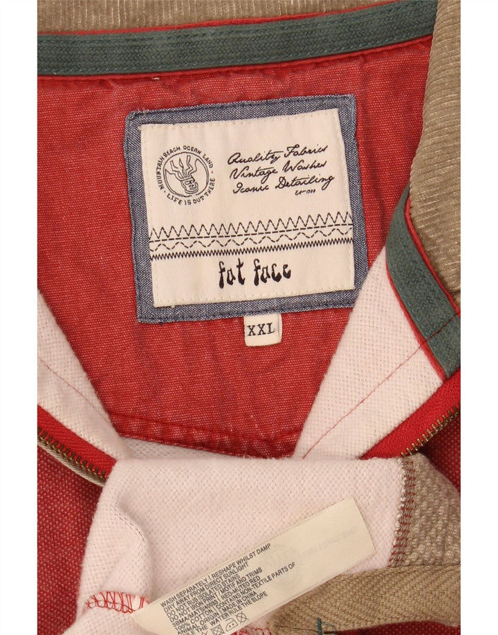Fat Face Herren-Sweatshirt mit Reißverschluss am Hals, 2XL, rote Baumwolle