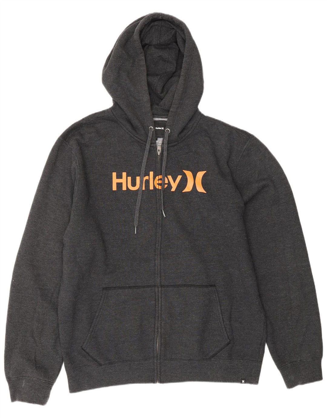 HURLEY Herren-Kapuzenpullover mit grafischem Reißverschluss, groß, grau, Polyester