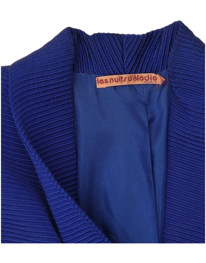 VINTAGE Damen Blazerjacke UK 12 Mittelblaue Nadelstreifen-Baumwolle