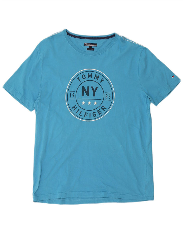 Tommy Hilfiger Herren Grafik T-Shirt Top 2XL Blau Baumwolle