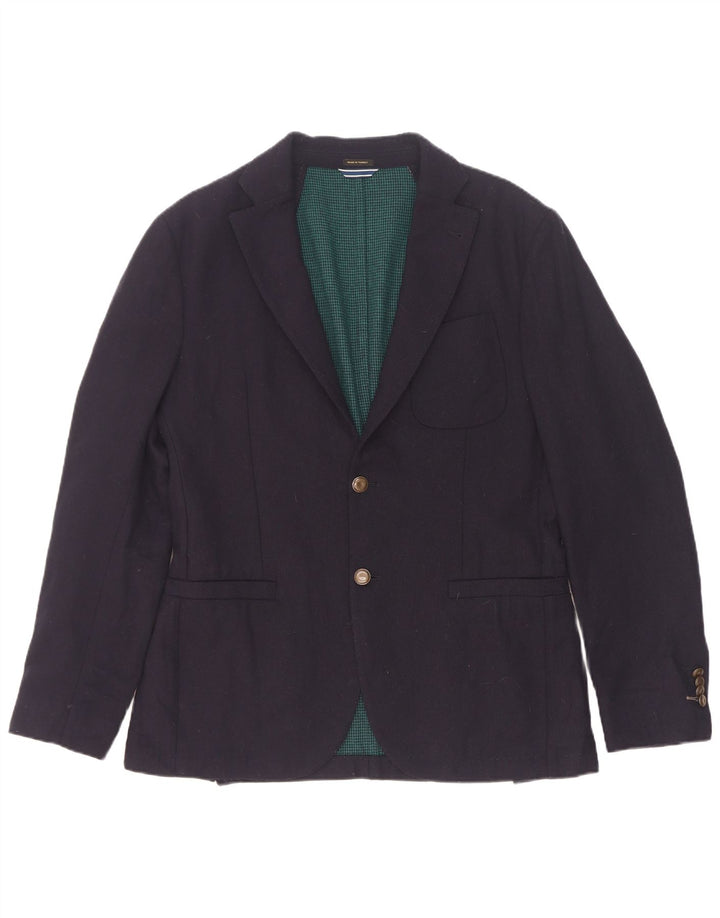 Massimo Dutti Herren-Blazer mit 2 Knöpfen, EU 48, mittelmarineblaue Wolle