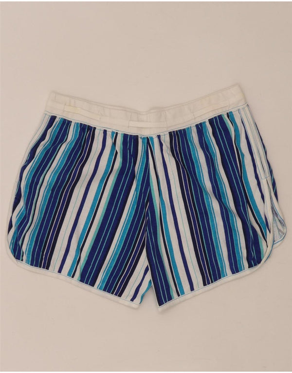 Kappa Damen Graphic Sport Shorts UK 14 Große blau gestreifte Baumwolle