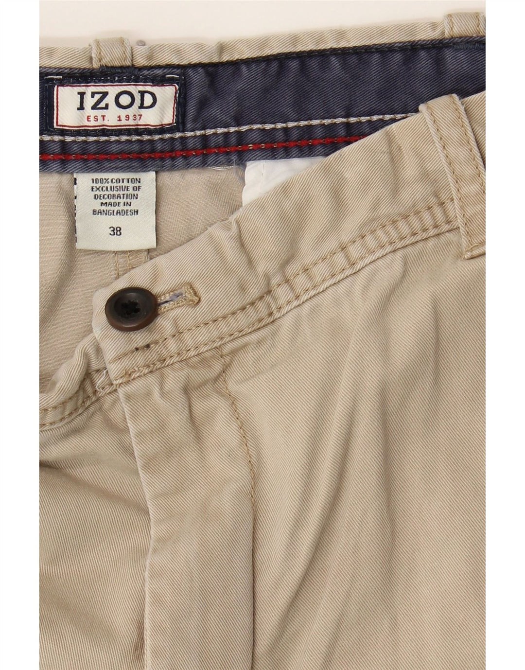 IZOD Mens Chino Shorts W38 XL Beige Cotton Vintage Izod and Second-Hand Izod from Messina Hembry 