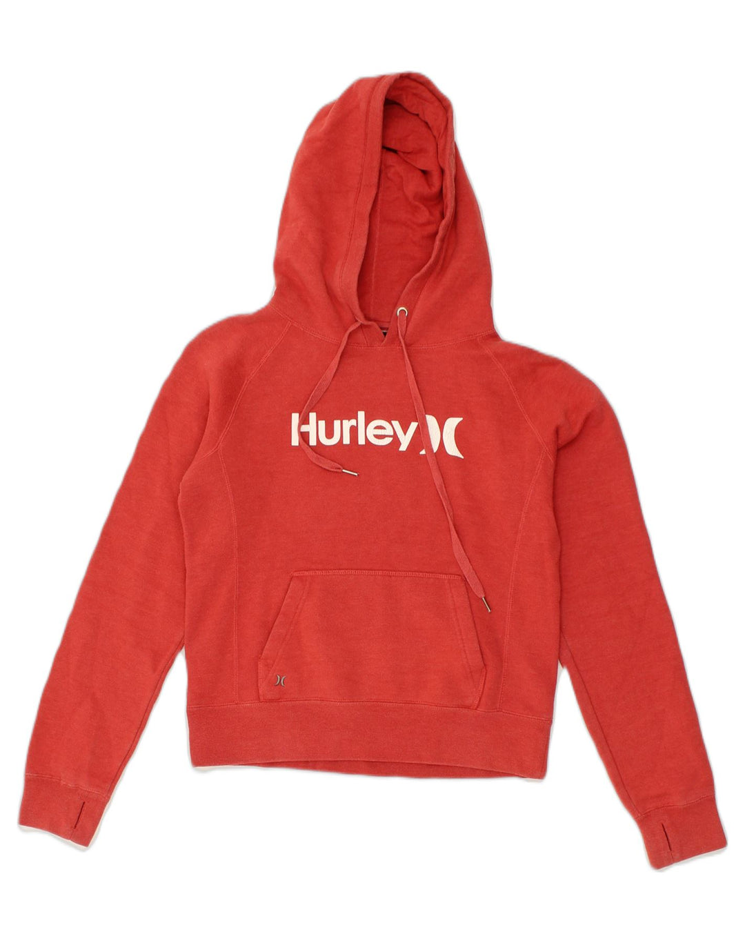 HURLEY Womens Graphic Hoodie Jumper UK 10 Small Red Cotton | Vintage Hurley | Thrift | Second-Hand Hurley | Used Clothing | Messina Hembry 