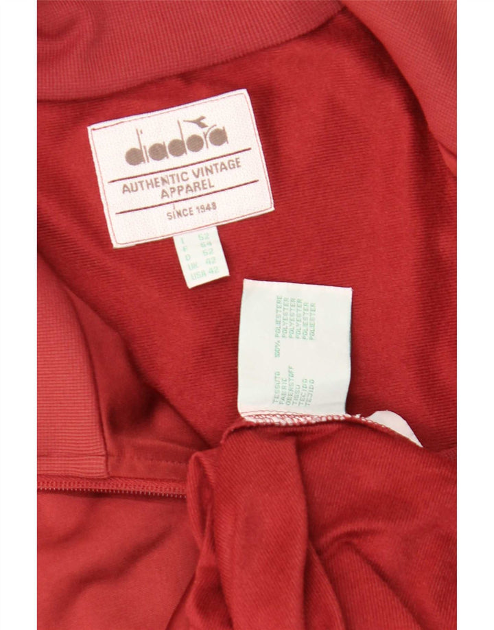 Diadora Herren-Trainingsanzug-Top-Jacke, UK 42, Größe L, rot, Polyester
