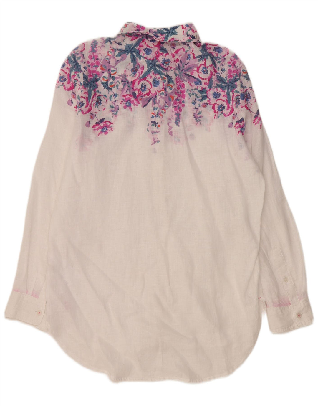 Joules Damen-Oversize-Hemd UK 8 Small aus weißem, geblümtem Leinen