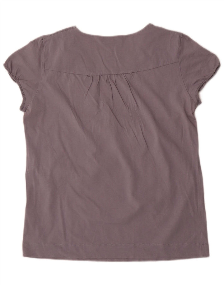 MASSIMO DUTTI Damen Bluse Top UK 14 Große graue Baumwolle