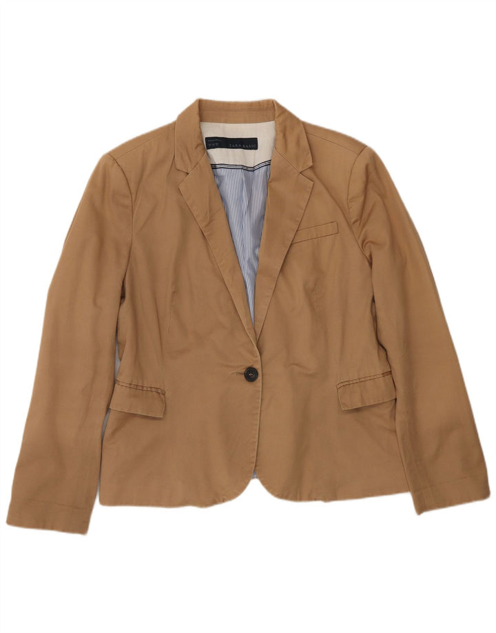 Zara Damen 1-Knopf-Blazerjacke UK 18 XL Beige