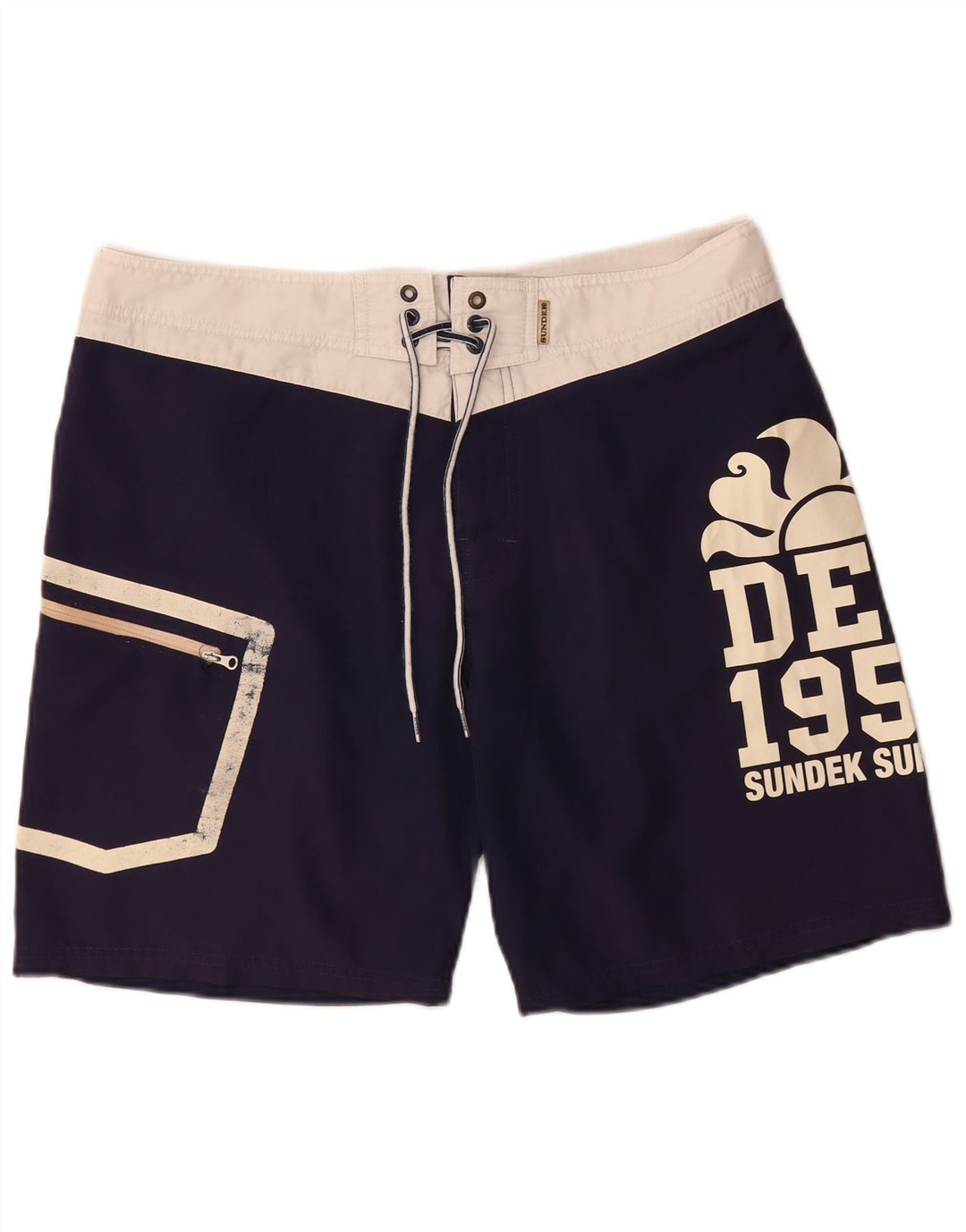 Sundek Herren-Badeshorts mit Grafik, groß, Marineblau, Farbblock