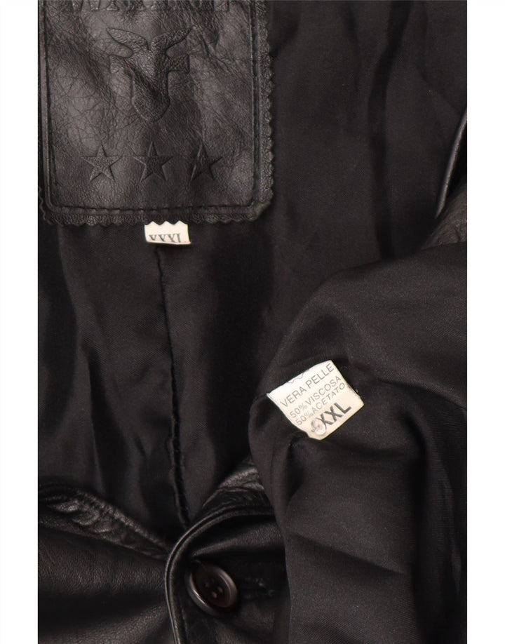 Wake Damen Ledermantel UK 22 3XL Schwarzes Leder