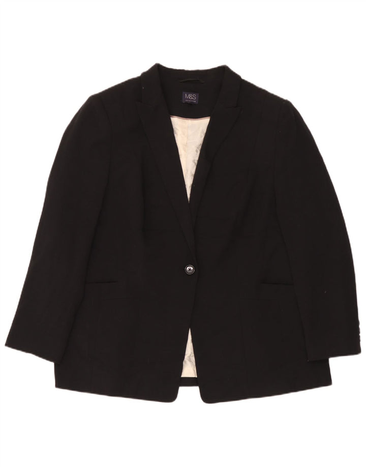 Marks & Spencer Damen-Blazerjacke mit 1 Knopf, UK 22 3XL, Schwarz, Polyester