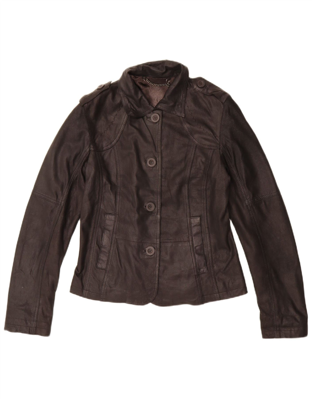 Lapo Galleri Damen Military Crop Lederjacke UK 10 Small Schwarz