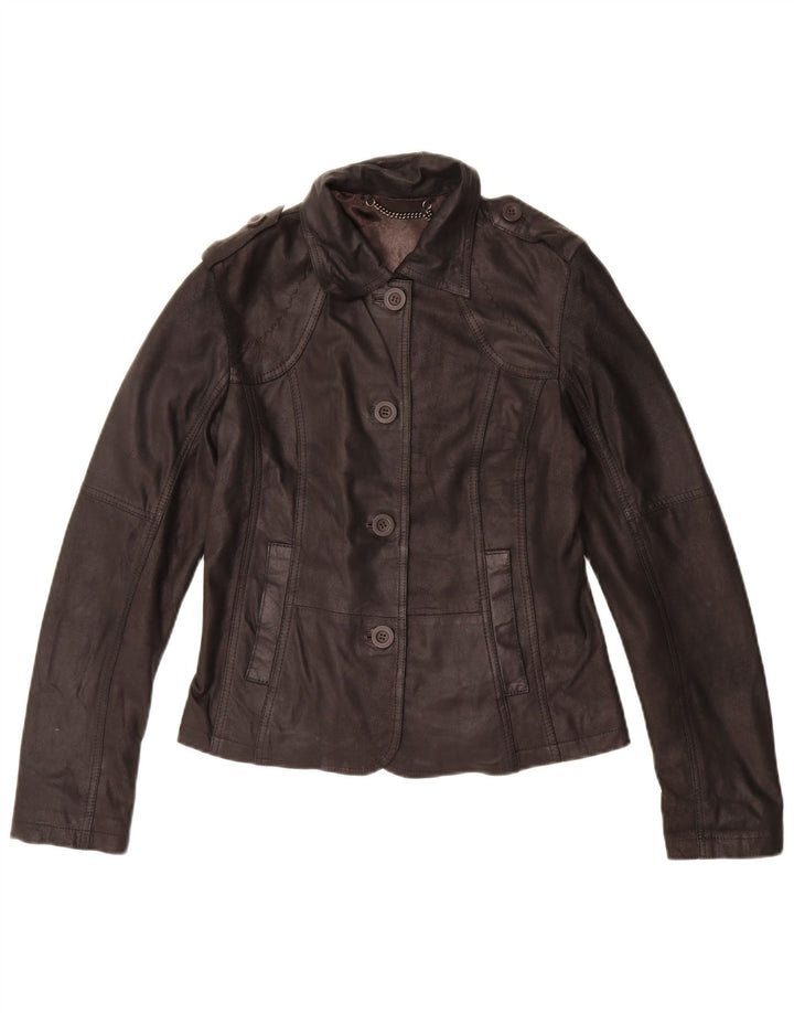 Lapo Galleri Damen Military Crop Lederjacke UK 10 Small Schwarz