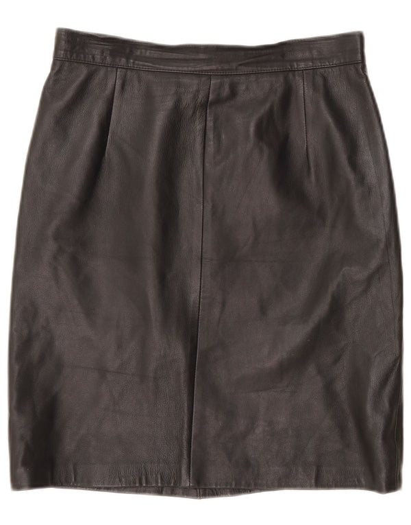 Vintage Damen Lederrock IT 46 Groß W32 Schwarzes Leder